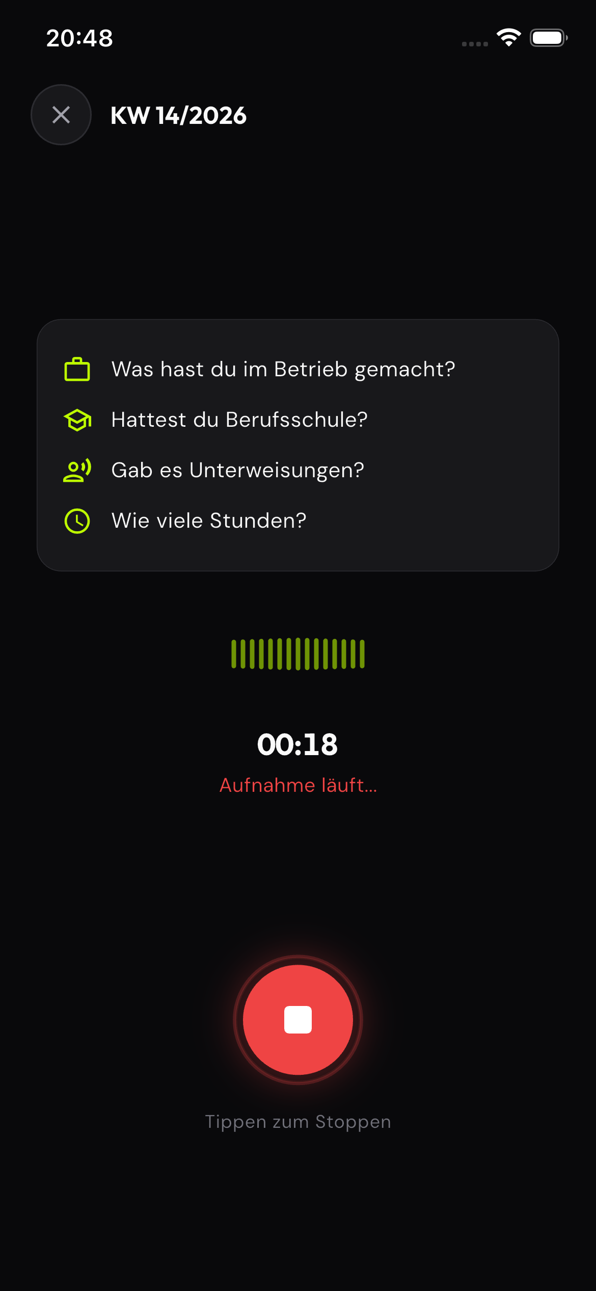KI-Heft App: Voice-Aufnahme