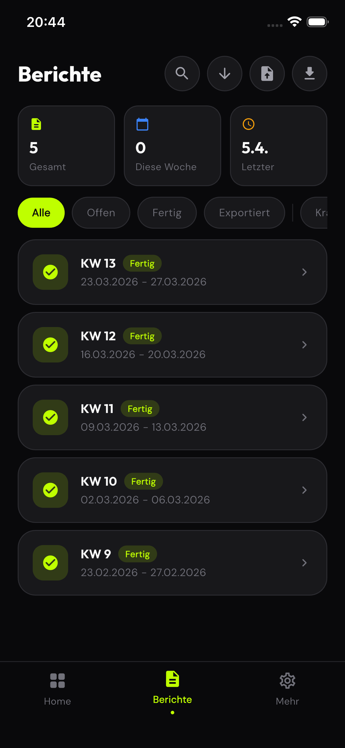 KI-Heft App: Berichte